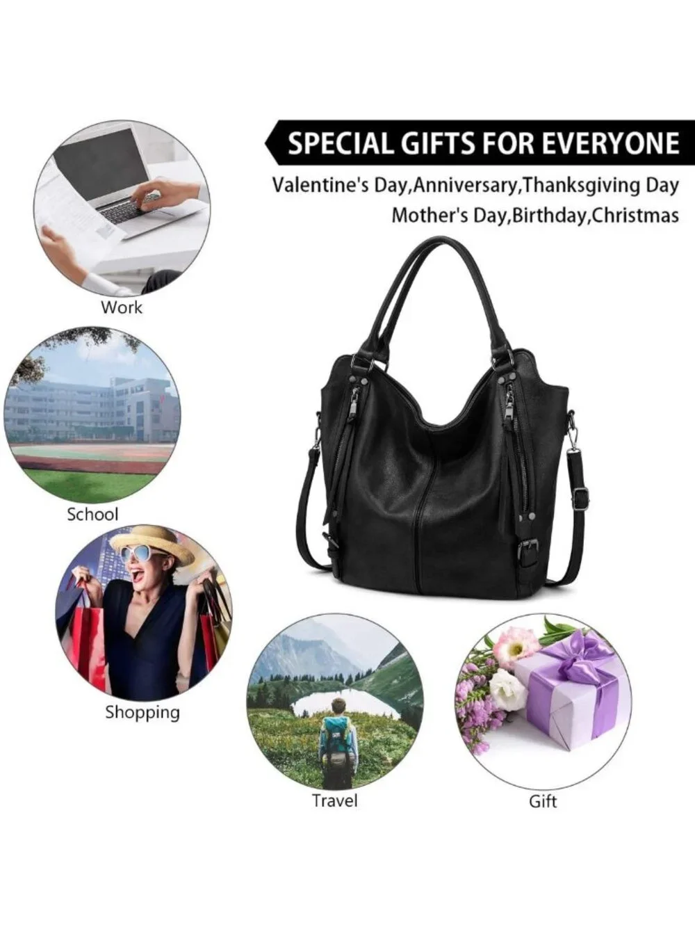 Stylish PU Leather Tote Bag for Women - Large Hobo Shoulder Purse with